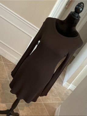 ANEMOS bell sleeve knit mini dress, brown, size small, NWT